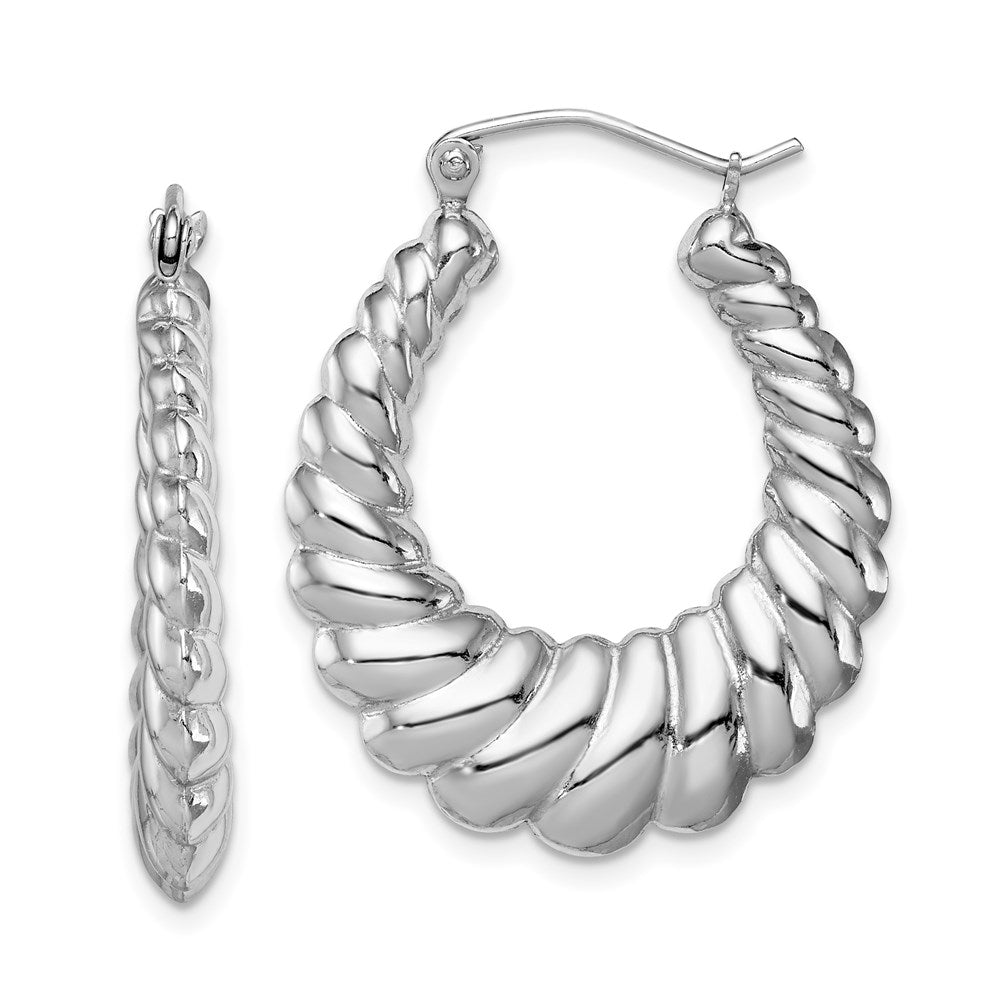 Sterlingsilber Rhodiniert Poliert Shrimp Oval Creolen