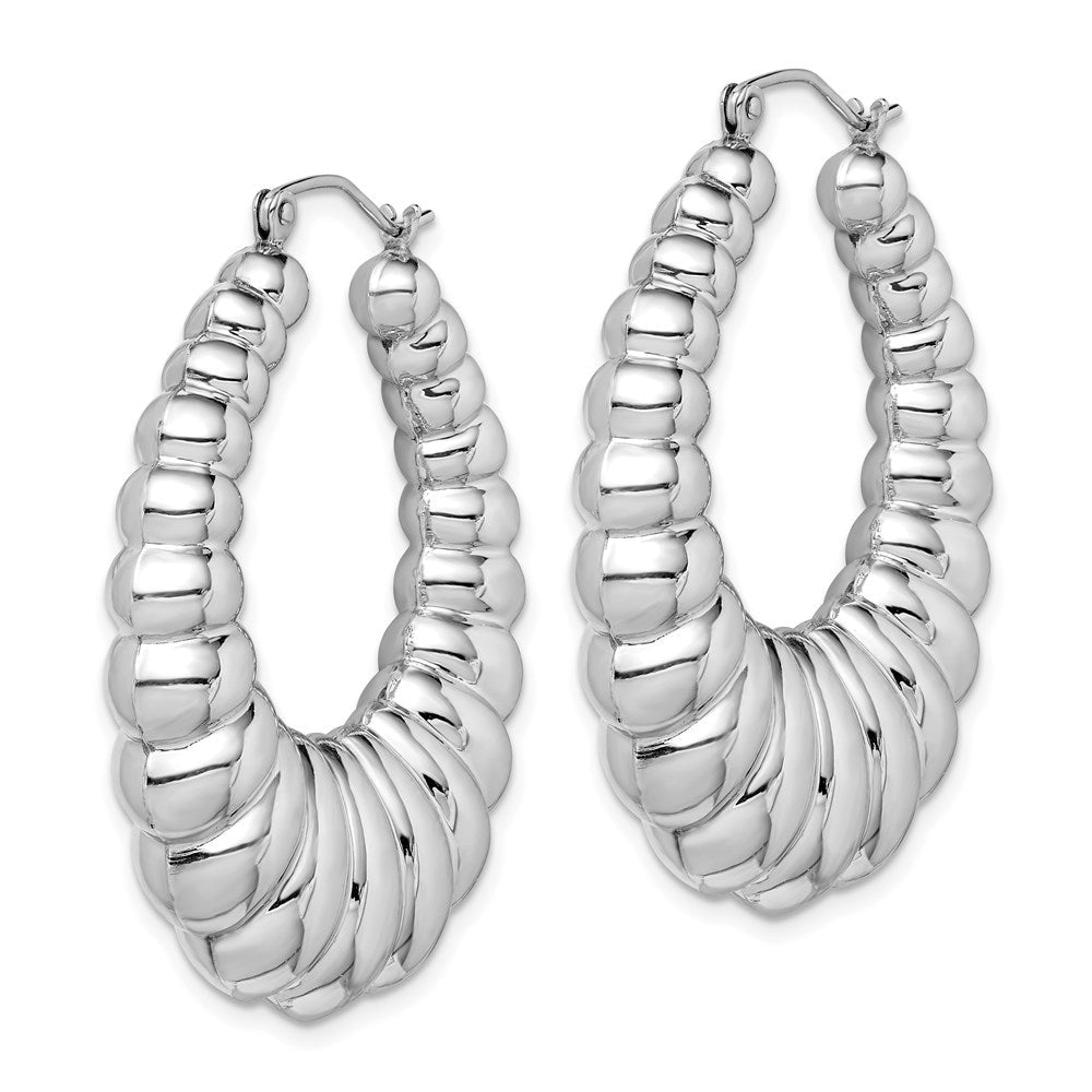 Sterlingsilber Rhodiniert Poliert Shrimp Oval Creolen