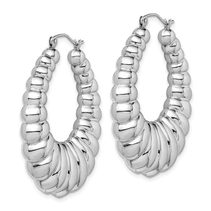 Sterlingsilber Rhodiniert Poliert Shrimp Oval Creolen
