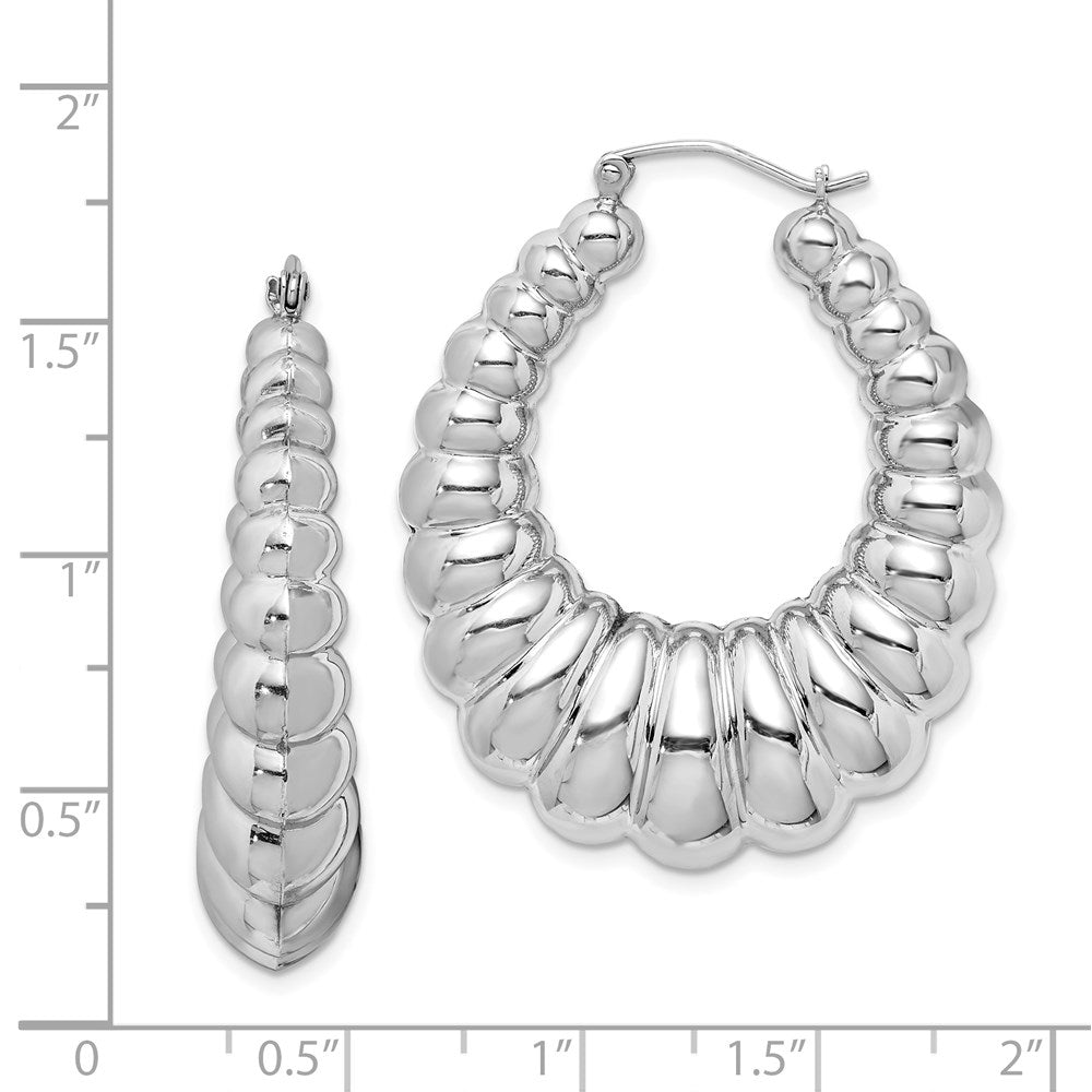 Sterlingsilber Rhodiniert Poliert Shrimp Oval Creolen