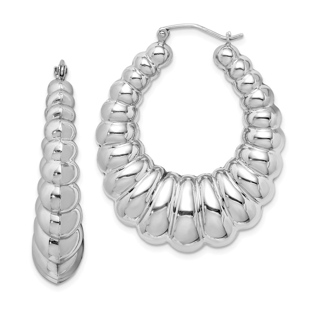 Sterlingsilber Rhodiniert Poliert Shrimp Oval Creolen