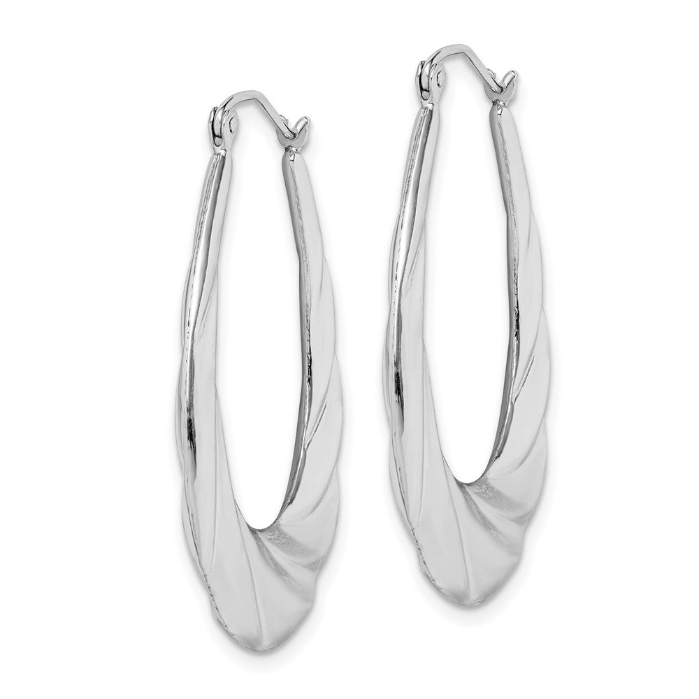 Sterlingsilber Rhodiniert Gedreht Gewellt Oval Creolen