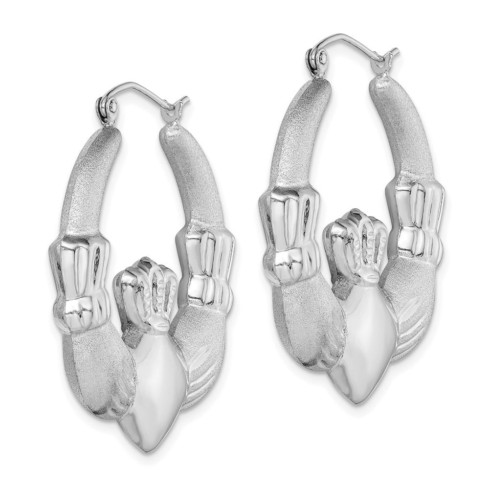 Sterlingsilber Rhodiniert Poliert/satin Claddagh Creolen