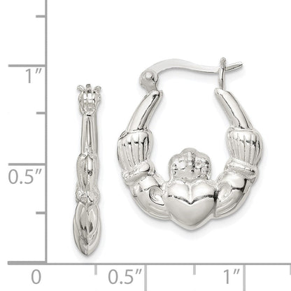 Sterlingsilber Poliert Claddagh Creolen