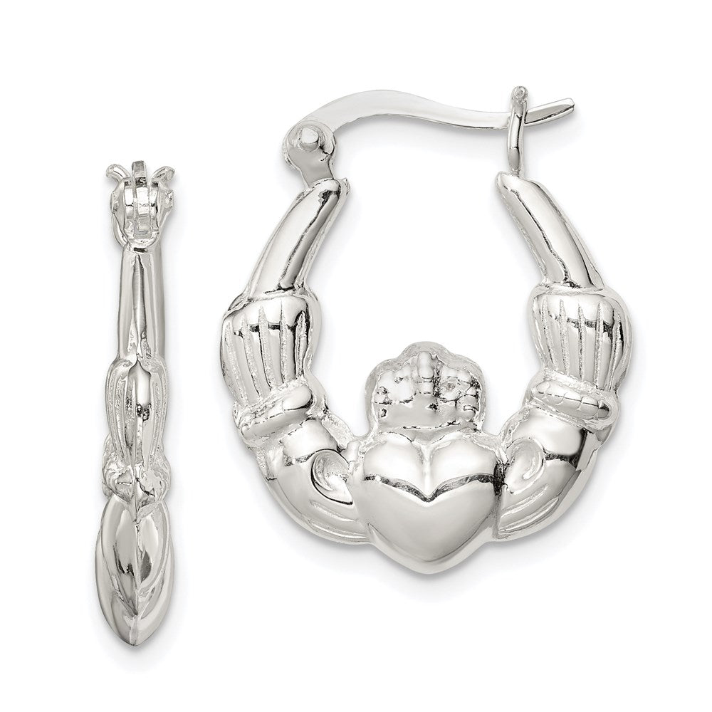 Sterlingsilber Poliert Claddagh Creolen
