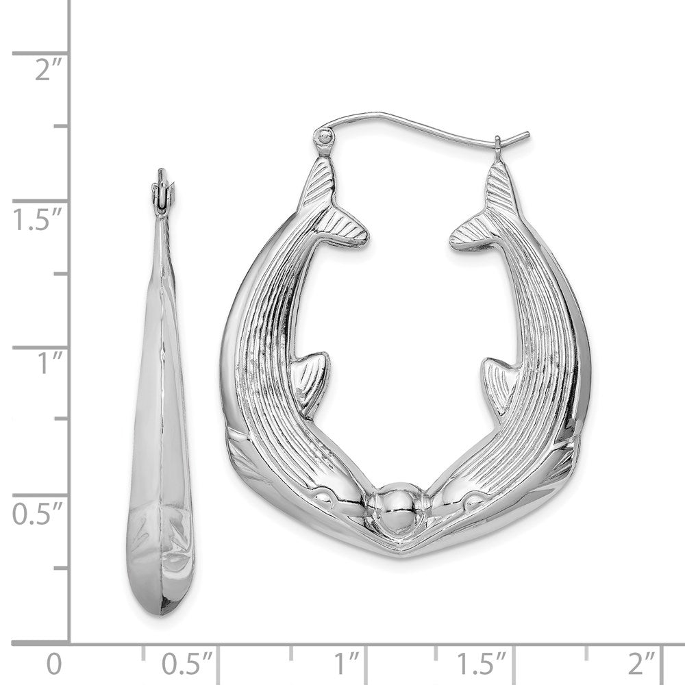 Sterlingsilber Rhodiniert Strukturiert Delfin Rund Creolen