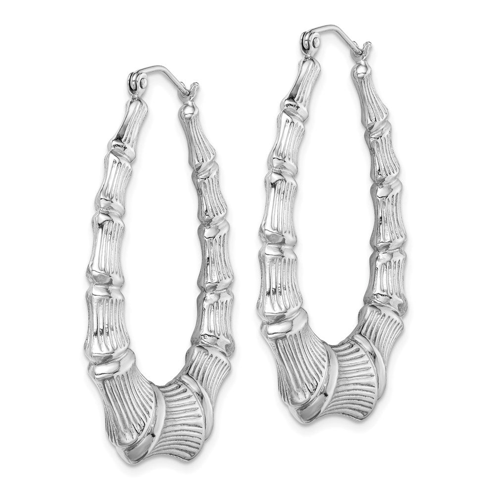 Sterlingsilber Rhodiniert Bamboo Oval Creolen