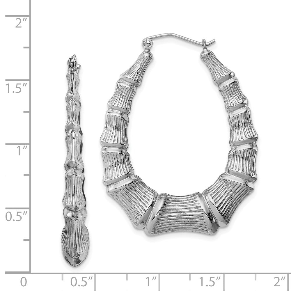 Sterlingsilber Rhodiniert Bamboo Oval Creolen