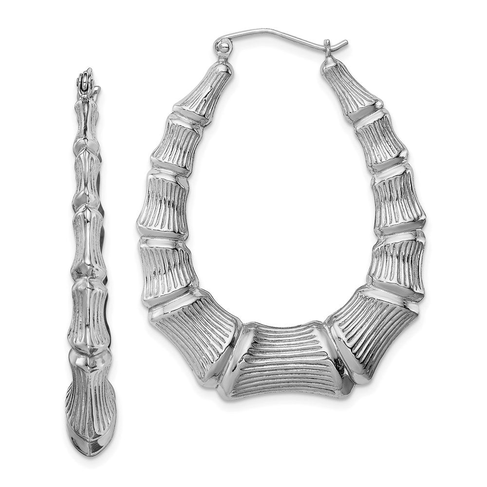 Sterlingsilber Rhodiniert Bamboo Oval Creolen