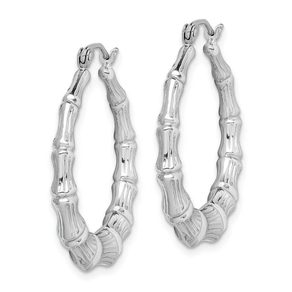 Sterlingsilber Rhodiniert Bamboo Rund Creolen
