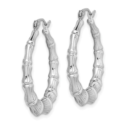 Sterlingsilber Rhodiniert Bamboo Rund Creolen