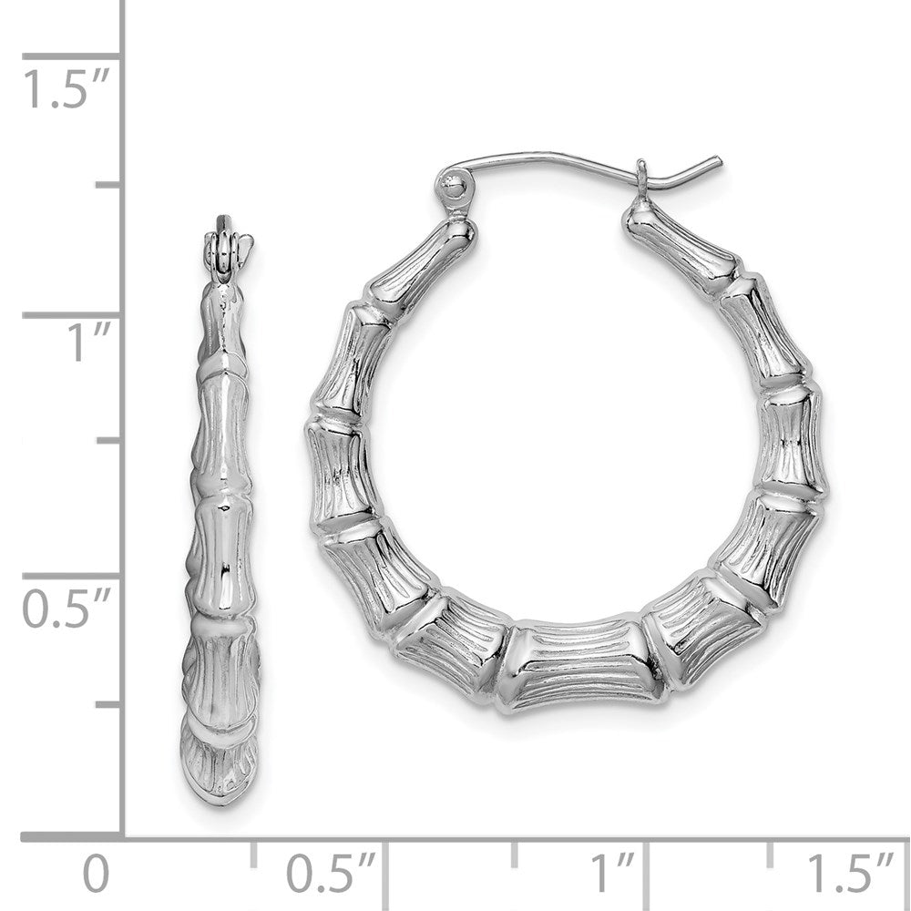 Sterlingsilber Rhodiniert Bamboo Rund Creolen