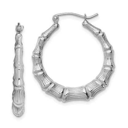 Sterlingsilber Rhodiniert Bamboo Rund Creolen