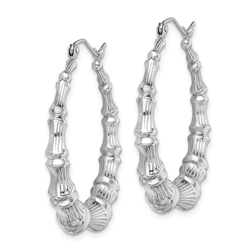 Sterlingsilber Rhodiniert Bamboo Rund Creolen