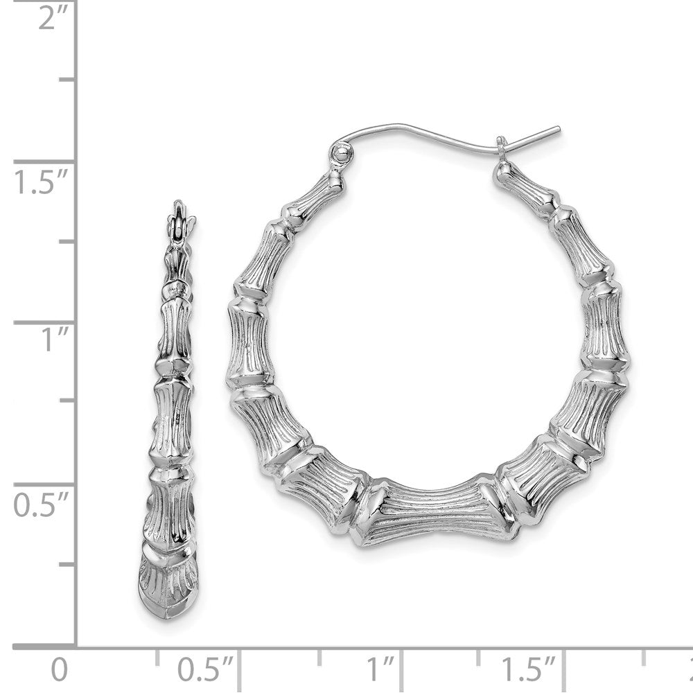 Sterlingsilber Rhodiniert Bamboo Rund Creolen