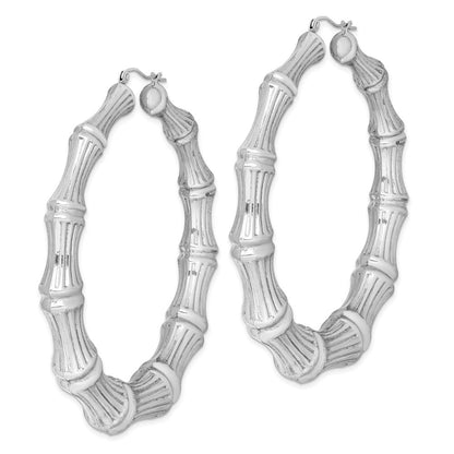 Sterlingsilber Rhodiniert Bamboo Rund Creolen