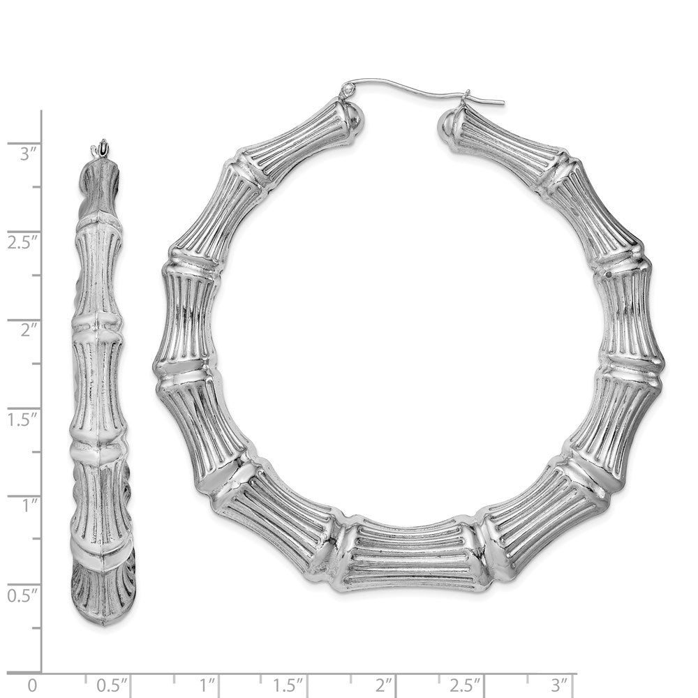 Sterlingsilber Rhodiniert Bamboo Rund Creolen