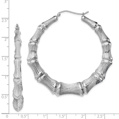 Sterlingsilber Rhodiniert Bamboo Rund Creolen