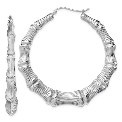 Sterlingsilber Rhodiniert Bamboo Rund Creolen