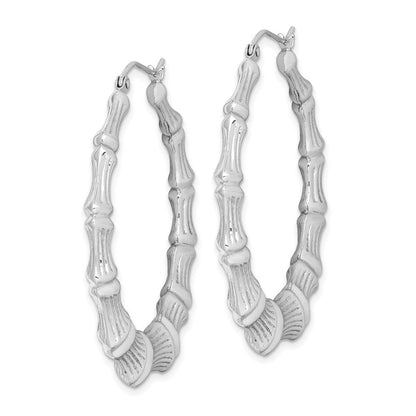 Sterlingsilber Rhodiniert Bamboo Rund Creolen