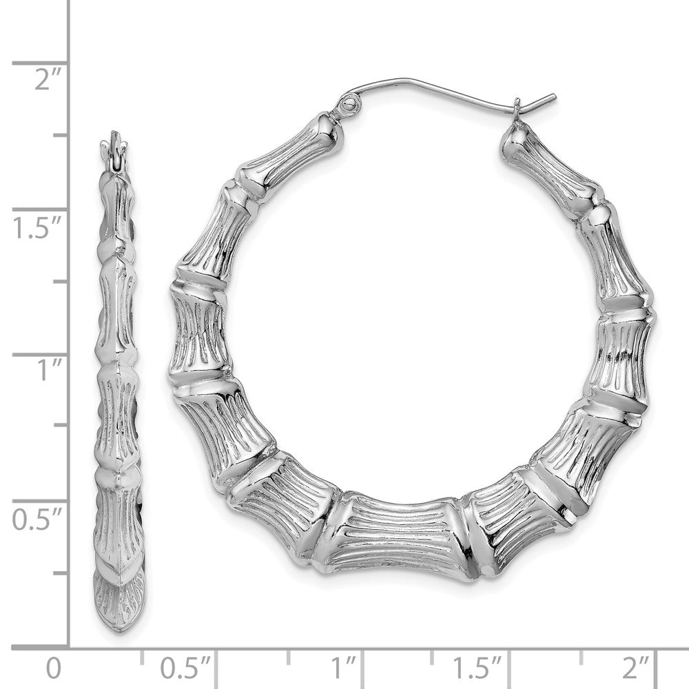 Sterlingsilber Rhodiniert Bamboo Rund Creolen