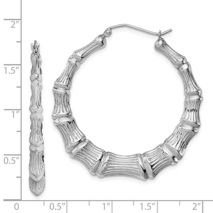 Sterlingsilber Rhodiniert Bamboo Rund Creolen