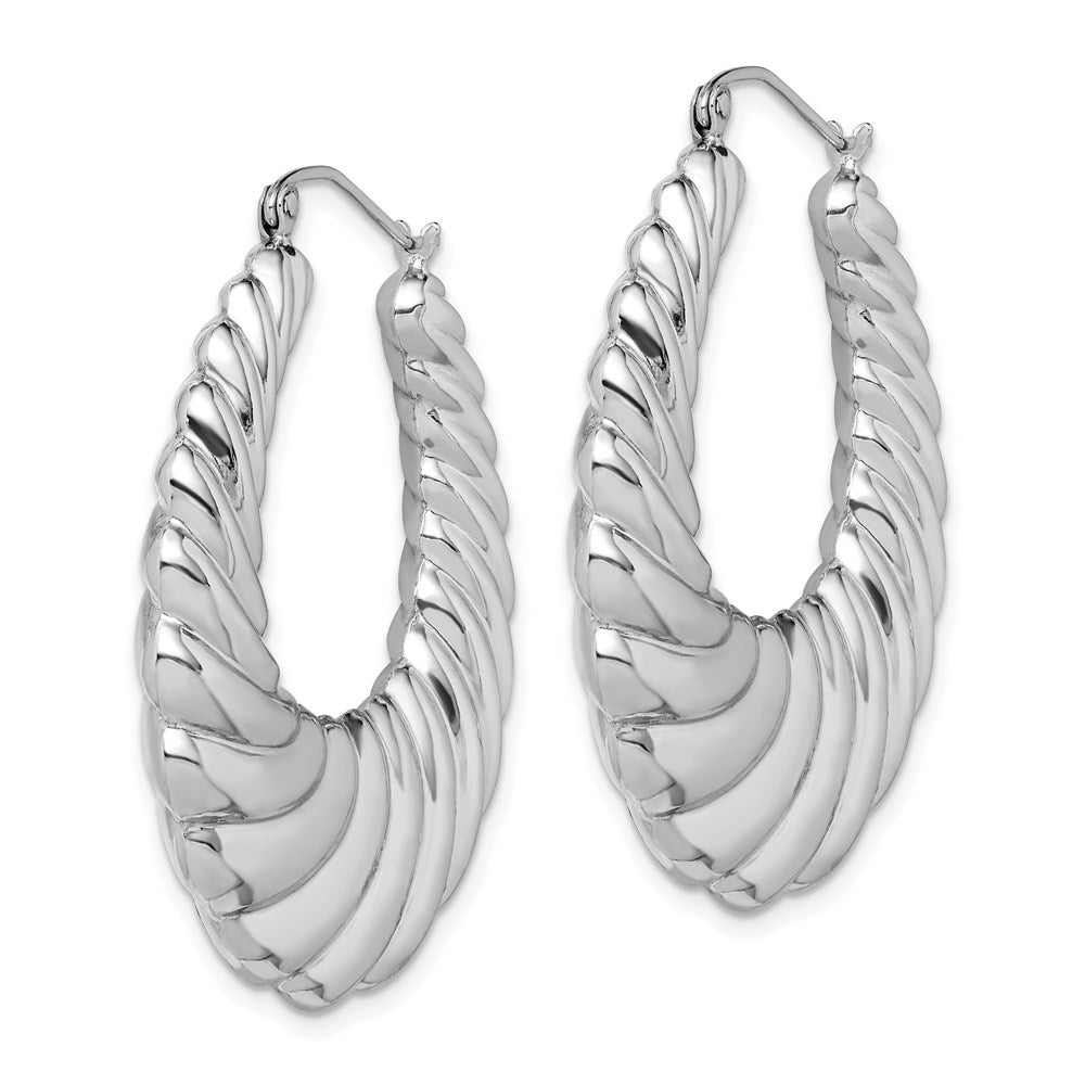 Sterlingsilber Rhodiniert Poliert Shrimp Oval Creolen