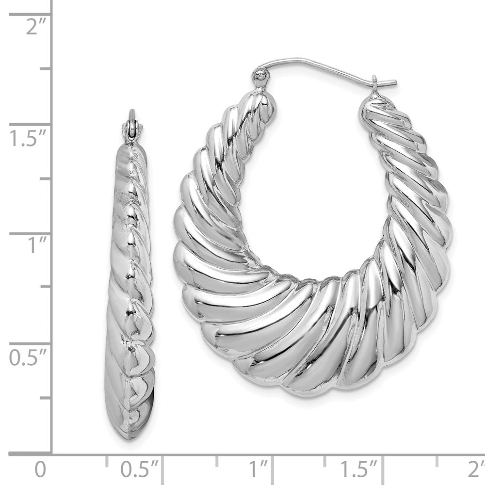 Sterlingsilber Rhodiniert Poliert Shrimp Oval Creolen