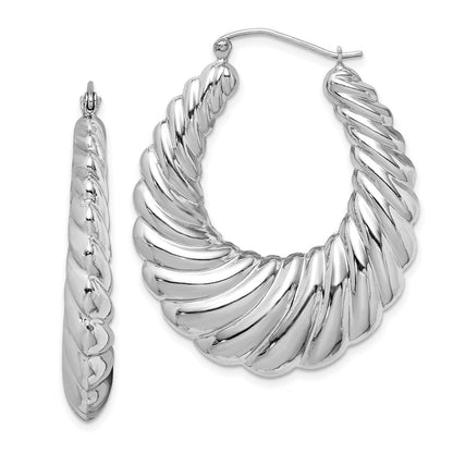 Sterlingsilber Rhodiniert Poliert Shrimp Oval Creolen
