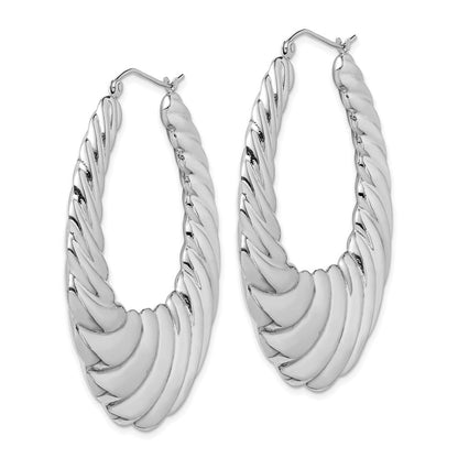 Sterlingsilber Rhodiniert Poliert Shrimp Oval Creolen