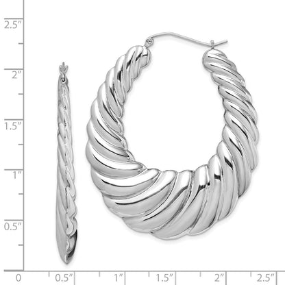 Sterlingsilber Rhodiniert Poliert Shrimp Oval Creolen