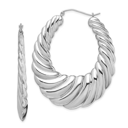 Sterlingsilber Rhodiniert Poliert Shrimp Oval Creolen