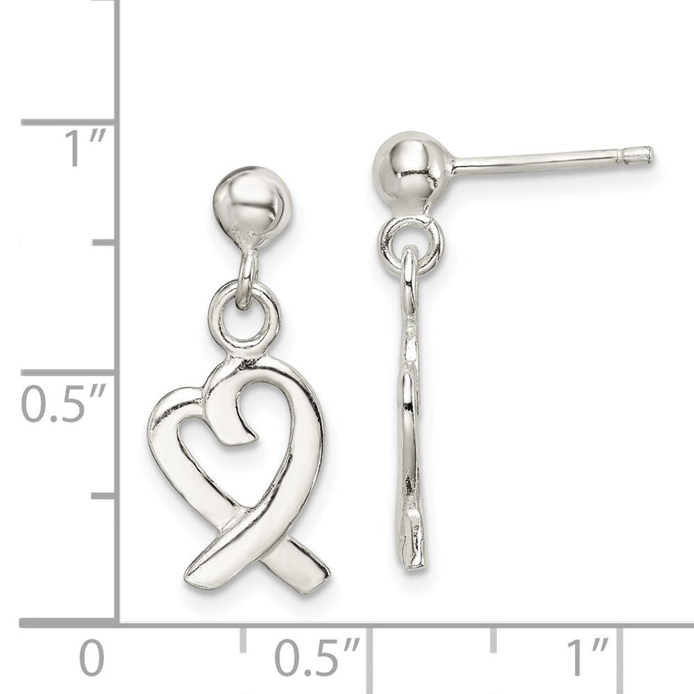 Sterlingsilber Herz Hängend Ohrstecker