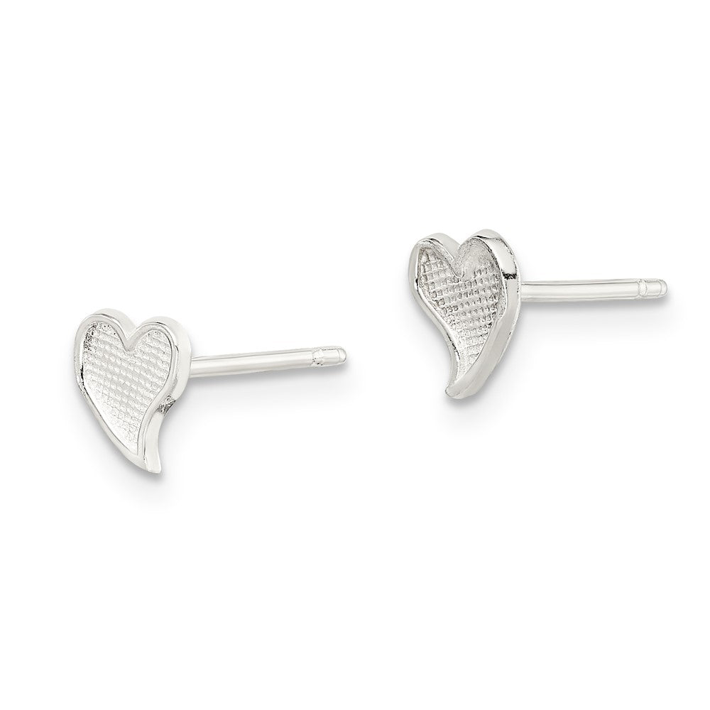 Sterlingsilber Poliert und Strukturiert Herz Ohrstecker