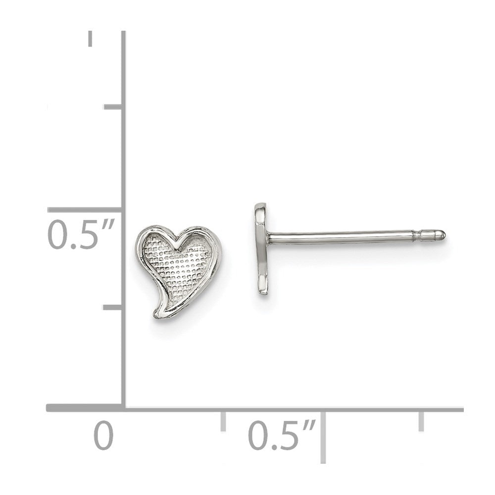Sterlingsilber Poliert und Strukturiert Herz Ohrstecker