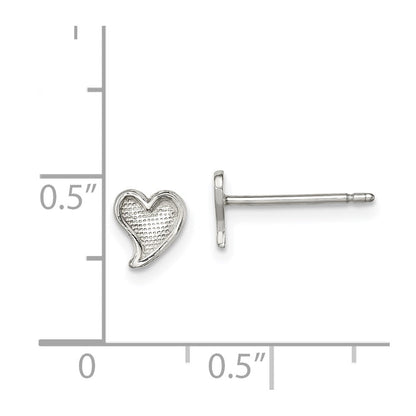 Sterlingsilber Poliert und Strukturiert Herz Ohrstecker