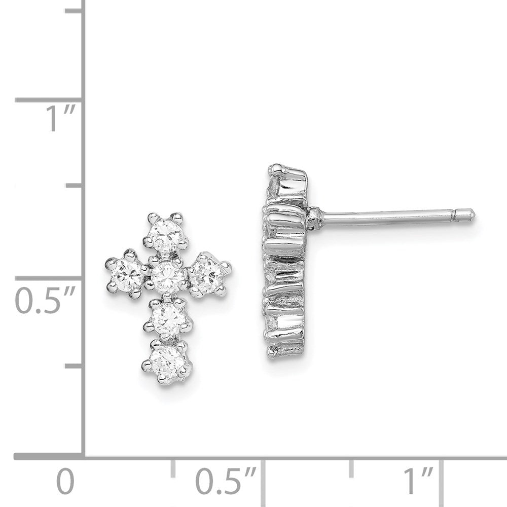 Sterlingsilber Rhodiniert Poliert Zirkonia Kreuz Ohrstecker