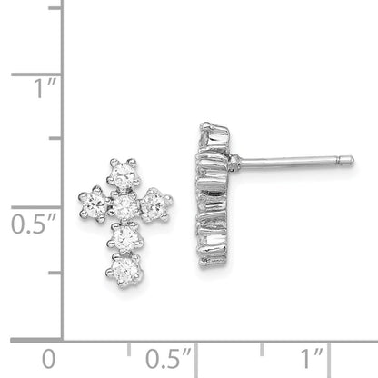 Sterlingsilber Rhodiniert Poliert Zirkonia Kreuz Ohrstecker