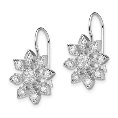 Sterlingsilber Rhodiniert Zirkonia Schneeflocke Ohrringe
