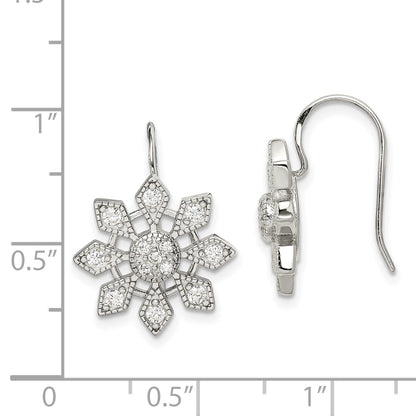 Sterlingsilber Rhodiniert Zirkonia Schneeflocke Ohrringe