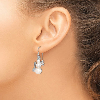 Sterlingsilber Fw Zuchtperle Snowman Ohrringe