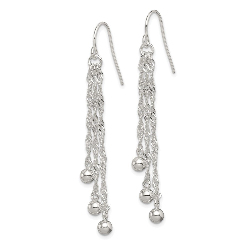 Sterlingsilber Poliert Fantasie 3-strand Kette & Gekugelt Ohrhänger