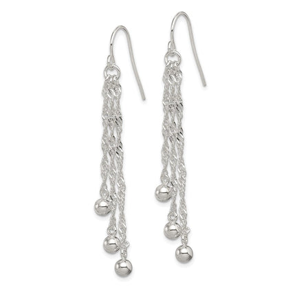 Sterlingsilber Poliert Fantasie 3-strand Kette & Gekugelt Ohrhänger