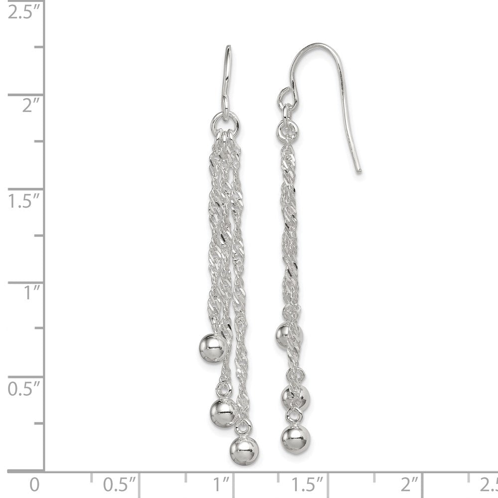 Sterlingsilber Poliert Fantasie 3-strand Kette & Gekugelt Ohrhänger