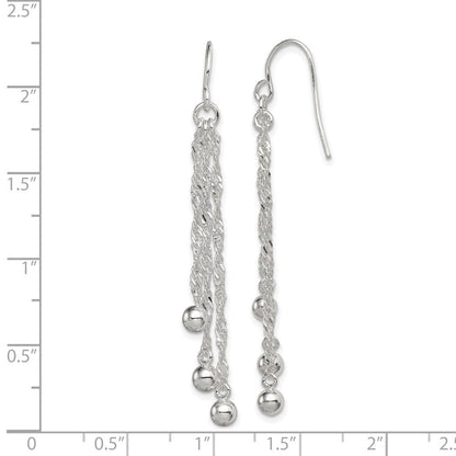 Sterlingsilber Poliert Fantasie 3-strand Kette & Gekugelt Ohrhänger