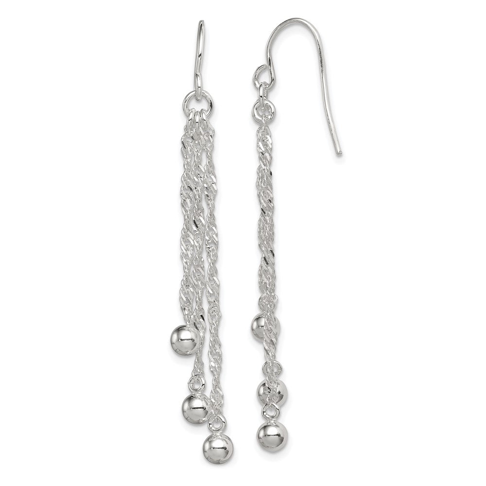 Sterlingsilber Poliert Fantasie 3-strand Kette & Gekugelt Ohrhänger