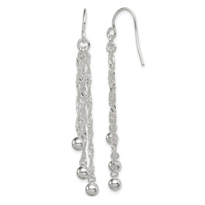 Sterlingsilber Poliert Fantasie 3-strand Kette & Gekugelt Ohrhänger