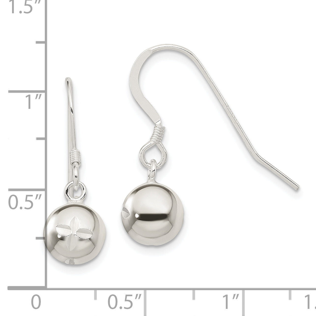 Sterlingsilber 8mm Diamantiert Perle Ohrhänger