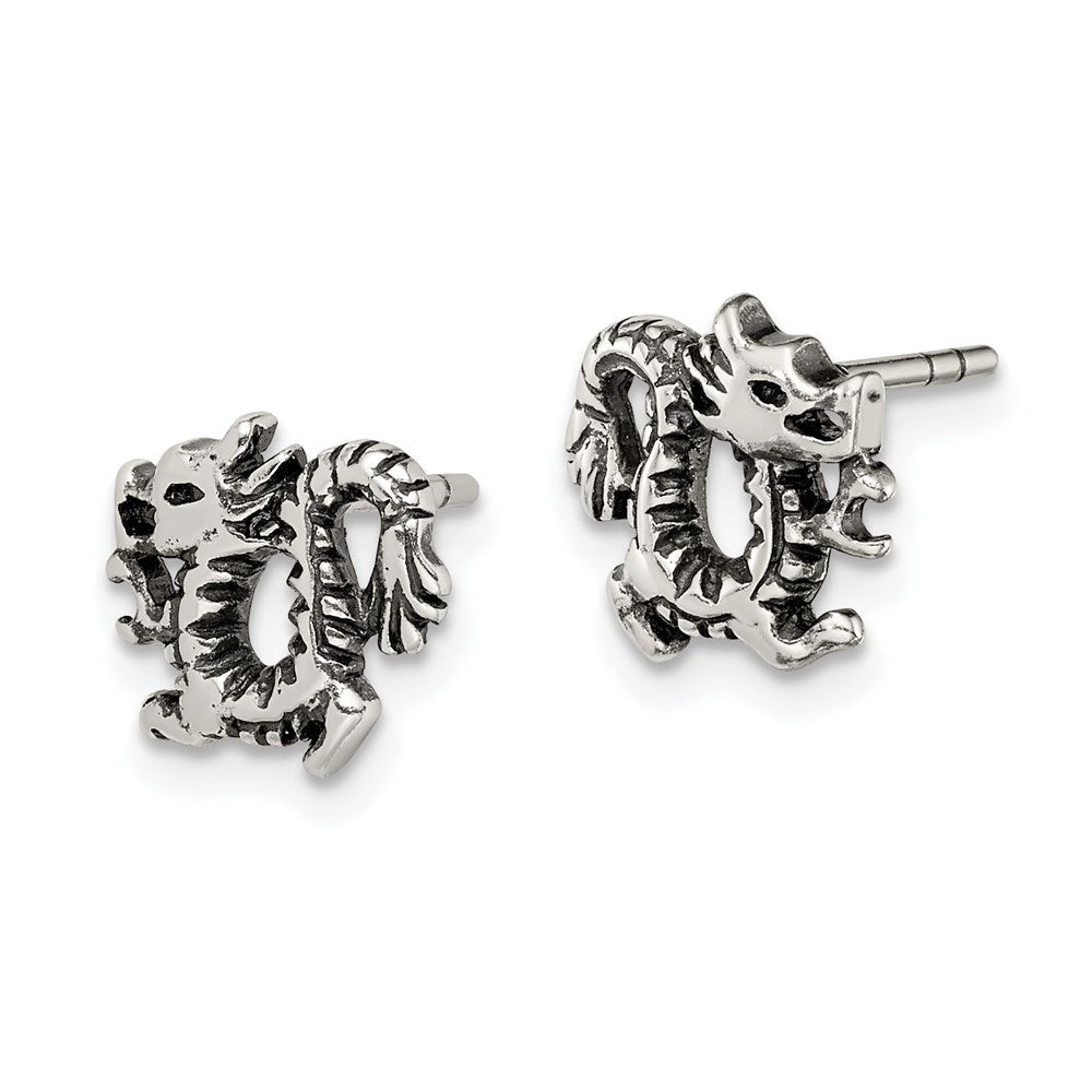 Sterlingsilber Antikisiert Drache Ohrstecker