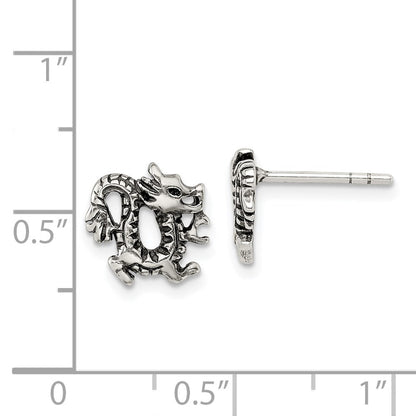 Sterlingsilber Antikisiert Drache Ohrstecker